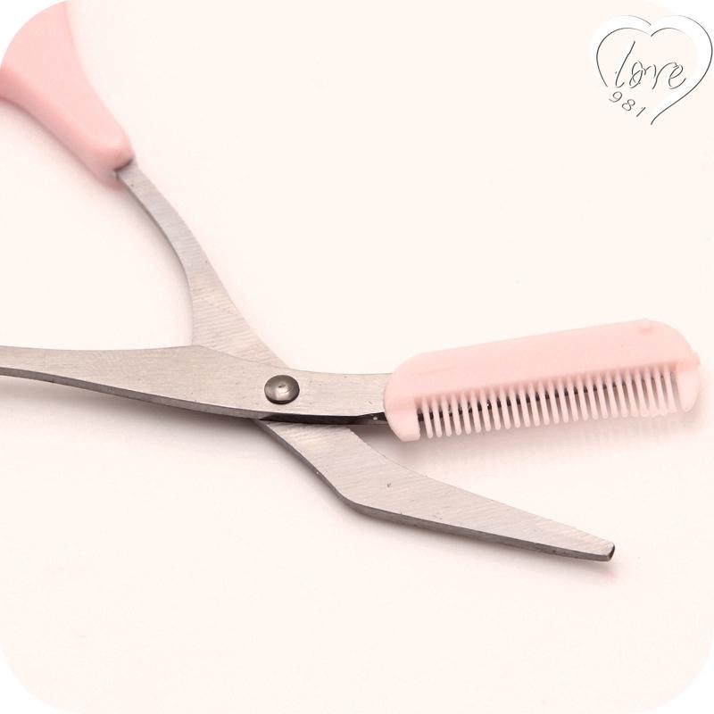 Ferramenta de maquiagem com pente para aparar sobrancelhas e tesoura para aparar sobrancelhas