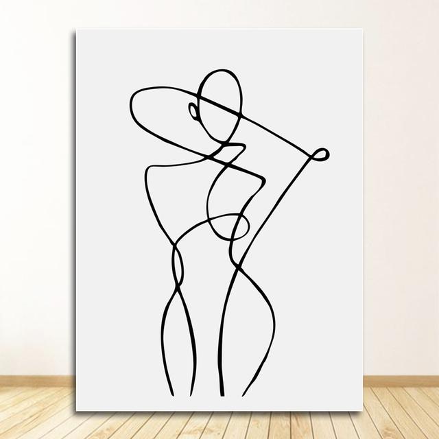

Декоративная картина с принтом, украшение для гостиной, рисование линий, настенный художественный холст, постер, абстрактная женщина, простая картина, минималистский 21cm×30cm NoFrame