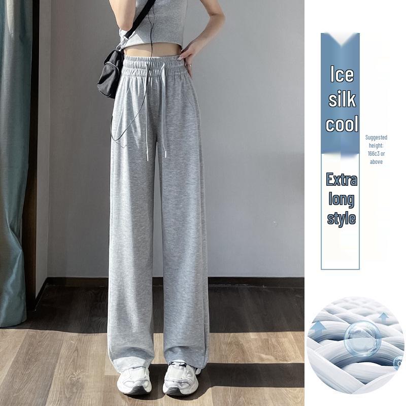 Women's Petite Velvet-Lined Wide-Leg Sweatpants, Straight-Leg Style, Height-Enhancing, 2025 Autumn/Winter Collection.