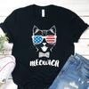 Meowica Cat T-Shirt, Patriotic 4th of July Tee