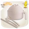 Wheat Straw Noodle Bowl Set - 5-Piece: Rice Bowl, Chopsticks, Fork, Spoon. Perfect for Students. Ideal for Instant Noodles. Household Use.