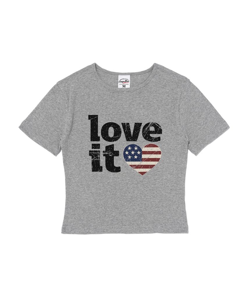 CARGOBROS FOR WOMAN Vintage Heart Flag Short Sleeve T-Shirt (Solid Grey)