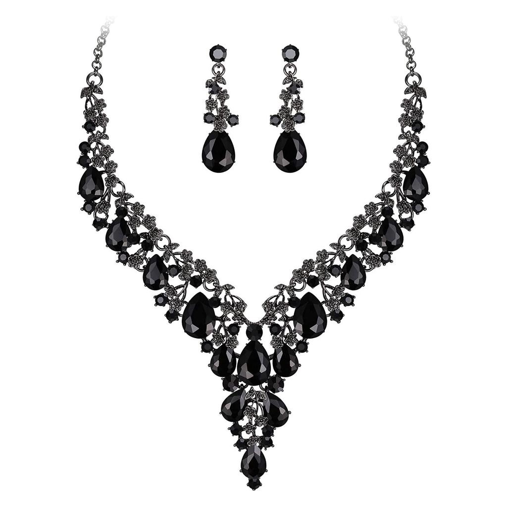 Bridal Fashion Necklace Earrings Crystal Banquet Jewelry Set