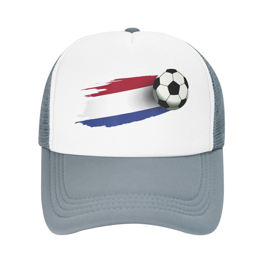 Netherlands Flag Soccer Ball Mesh Baseball Cap Adult Hip-Hop Sun Hats  Dad Hat Breathable Summer Trucker Hats
