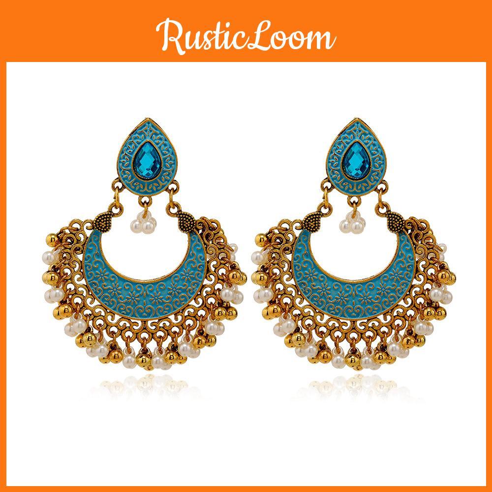 Vintage Indian Inspired Tassel Earrings With Electroplated Finish For Ladies