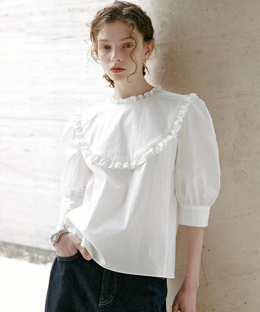 Dyuidyui High-Neck Arch Blouse_White