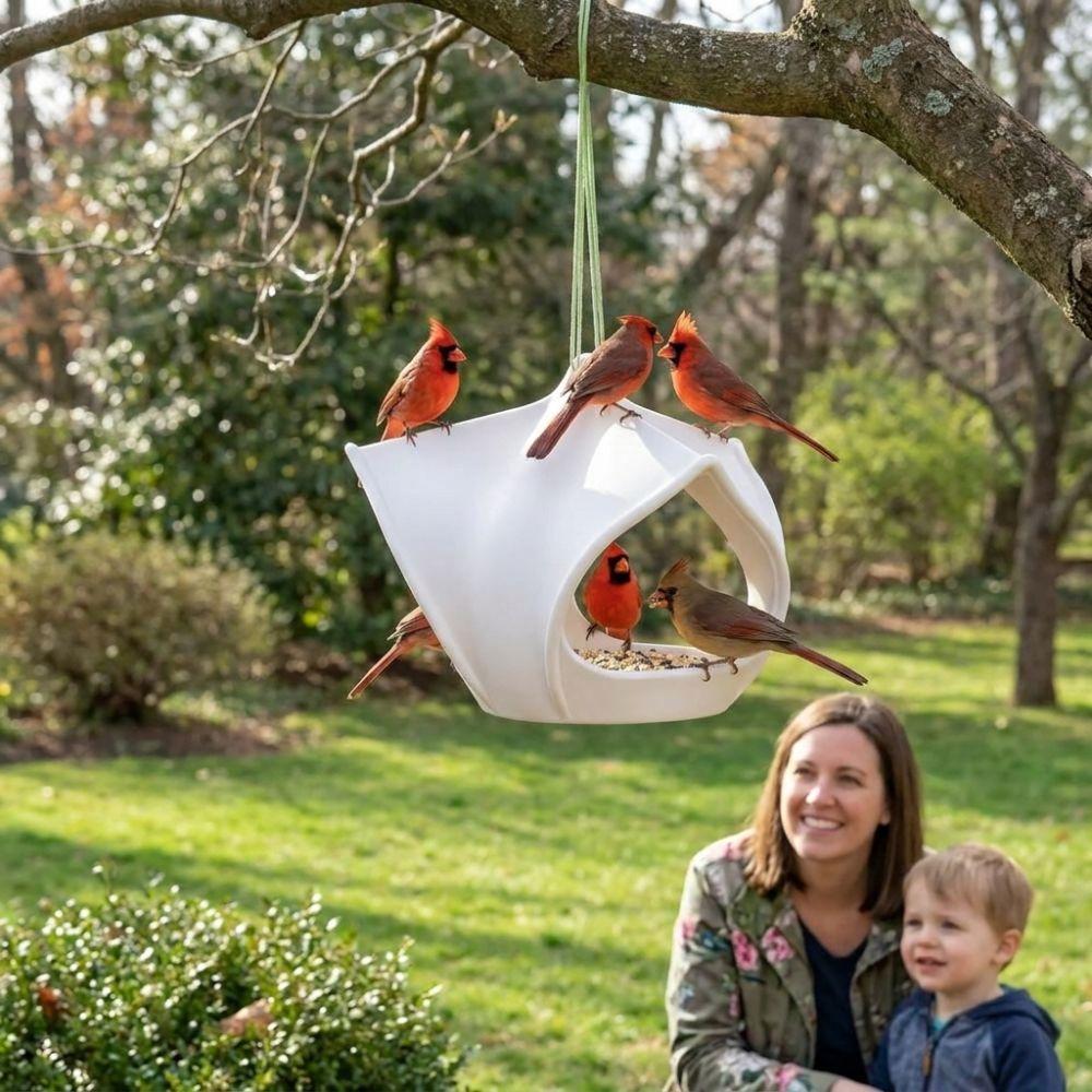 Plastic Hanging Bird Feeder Birdhouse Large Capacity Wild Bird Feeder Water-Resistant Weatherproof Bird Food Container
