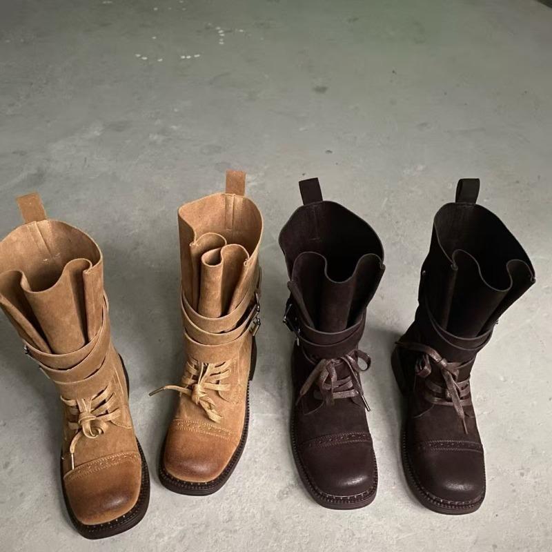 Women Suede Ankle Boots Heeled Shoes 2025 New Winter Chelsea Snow Boots Retro Goth Chunky Brand Party Zapatos De Mujer