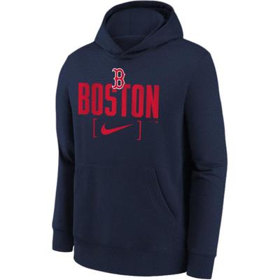 Nike X MLB Kooperation Hoodie Boston Red Sox Kapuzenpullover Mode Buchstaben Druck Lässig Langarm Kinder Kapuzenpullover Blau Schwarz 3Z3B7NMCR-BOS