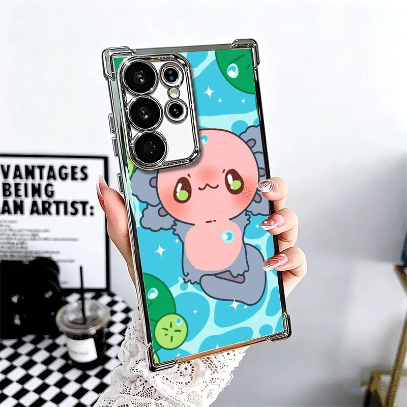 

Axolotl Cartoon Cute Plating Phone Case For Samsung Galaxy S24 S25 FE S26 Edge S23 Ultra S22 S21 Plus S20 Anti-Fall Airabag Cove Samsung S20 FE
