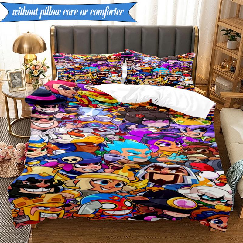 Game Brawl Adventure Heroes 3pcs K-pop music group Bedding set,Ideal for Bedroom, Dormitory,Including Duvet Cover And 2pcs Pillowcases,Fan gifts