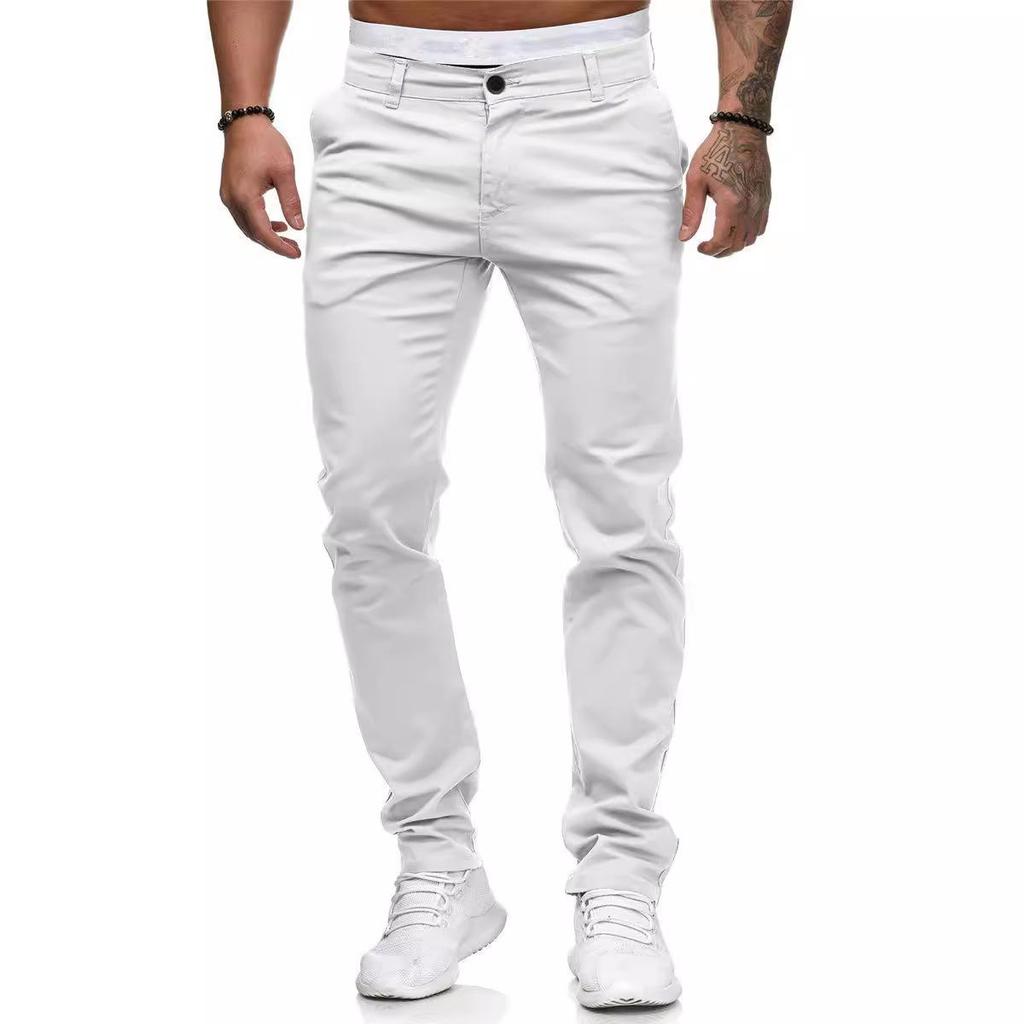 Oufier Men's Straight Leg Trousers Casual Summer Basic Cotton Pants