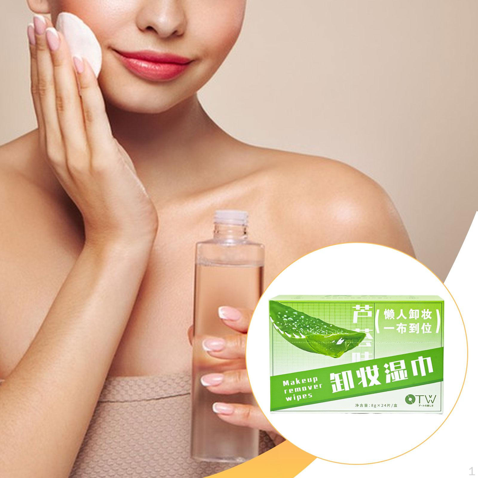 

24Pcs Makeup Remover Wipes Accessories High Performance Travel Beauty Sturdy Aloe Vera Flavor