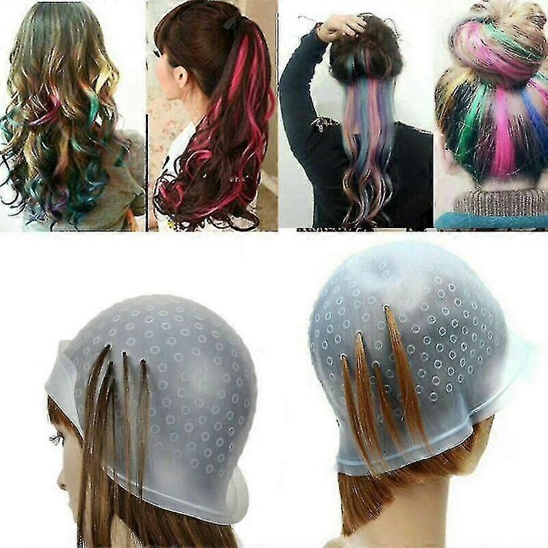 silicone hair colour highlighting dyeing cap amp; streaking hook frosting tip tool