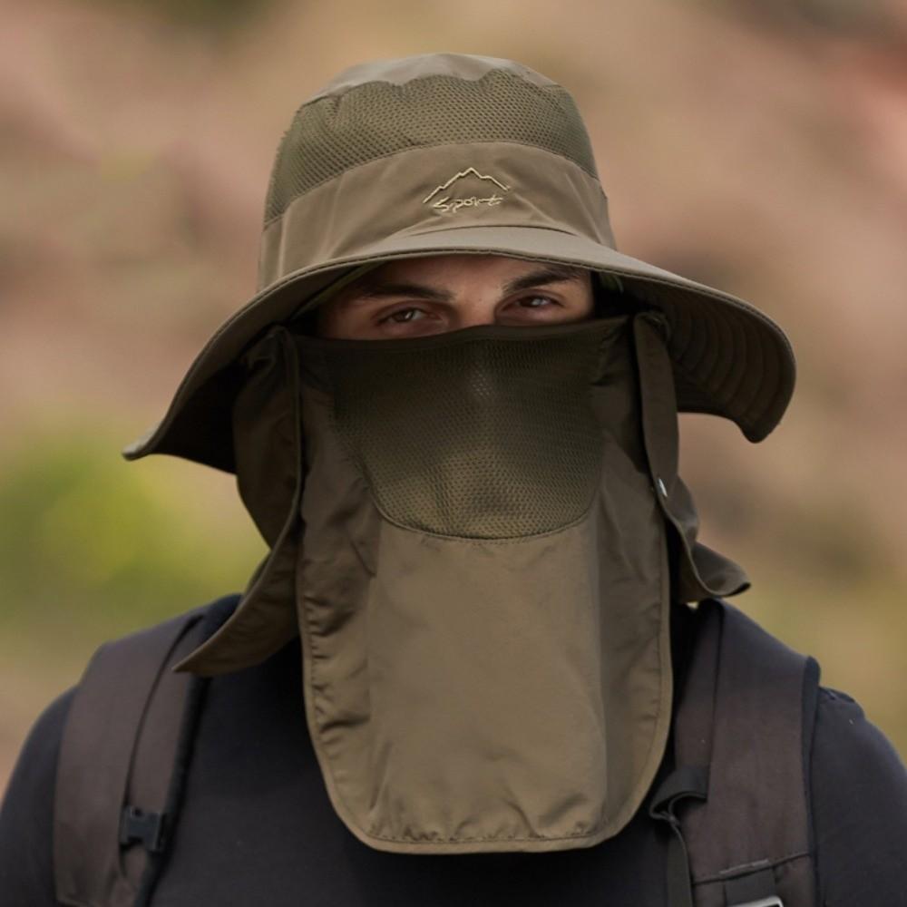 Quick Drying Summer Fisherman Cap Removable Neck Flap Bucket Hat Removable Visor Hat Camping