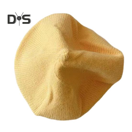 

Детская шапка художника, цветная вязаная эластичная, сохраняющая тепло, нескользящая, вязаная шапочка, детский вязаный берет, однотонная осенне-зимняя шапка, берет для улицы жёлтый