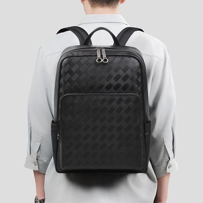 Men's Bag Genuine Leather Backpack Men's Simple Solid Color First Layer Cowhide Backpack Multi-function Computer Backpack