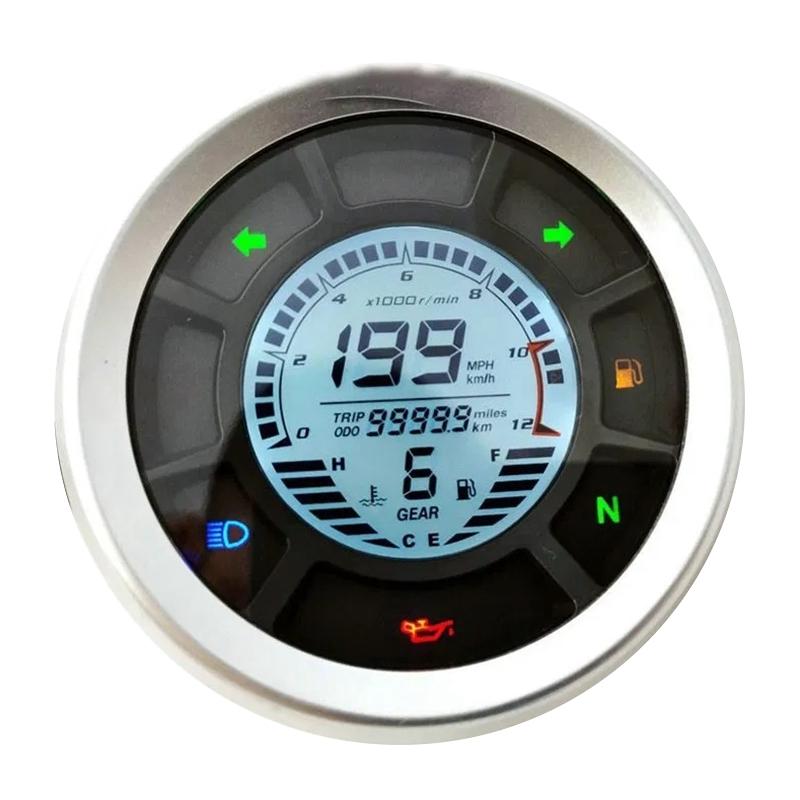 Universal LCD Digital Speedometer Odometer Tachometer Cylinders Gear Odometer Tachometer Trip Meter for Yamaha Kawasaki чёрный
