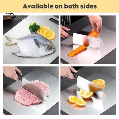 RVS Snijplank Dubbelzijdig Hakbord voor Keuken Gemakkelijk Vast te Pakken Handvat Groot Veelzijdig Voedselbereidingsbord voor Vlees Groenten Fruit