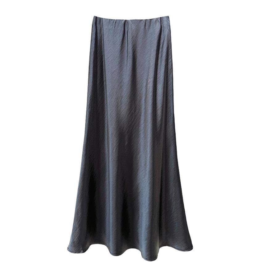 Silky Autumn 2024 Double-Sided Satin Floor-Length High-Waist Mermaid Maxi Skirt for Women