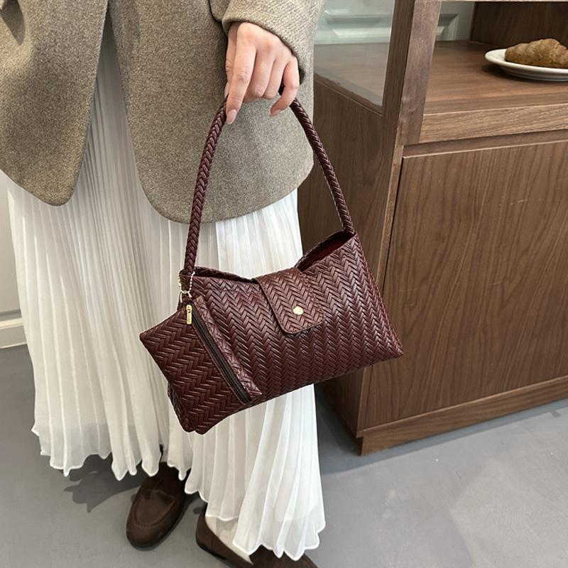 Yogodlns Herbst/Winter Neues Strickmuster Handtasche Retro Eimer Unterarm Hobo Tasche Damen Einzelne Schultertasche