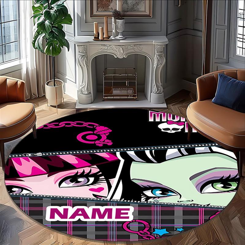Customizable Monster High Draculaura2 Round Non-Slip Carpet - Ideal for Garden, Picnic, Office, Perfect for Decoration, Suitable For All Seasons