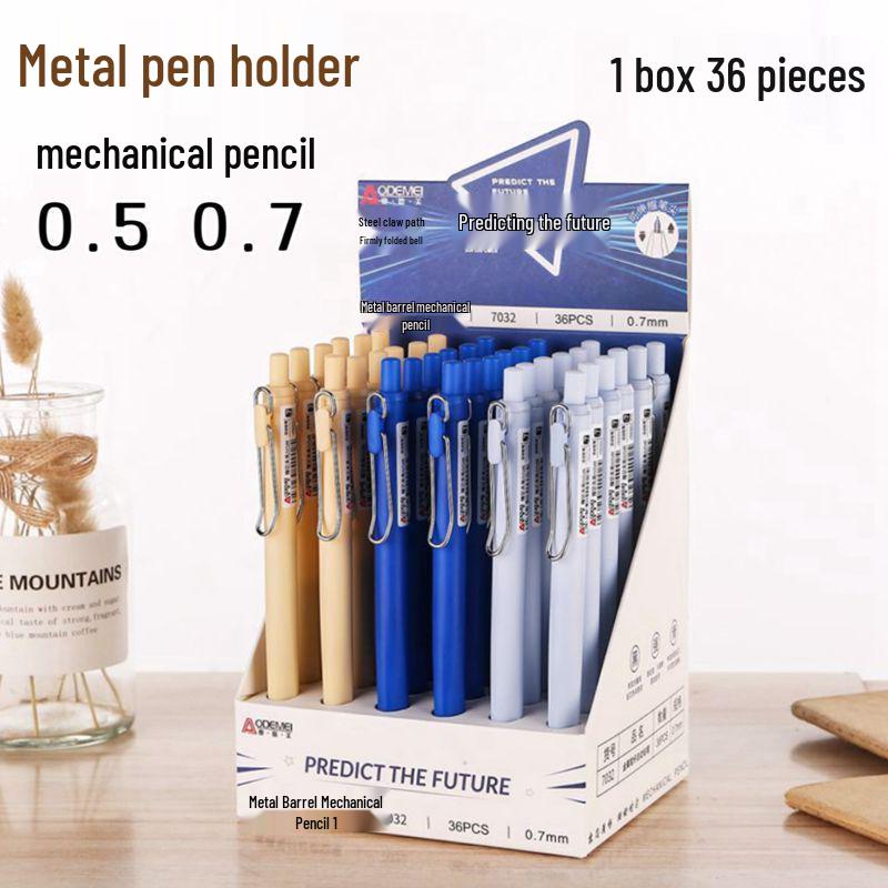 Metal Barrel Automatic Pencils, 36-Pack, with Copper Clip, Push-Button, 0.5mm & 0.7mm for Students