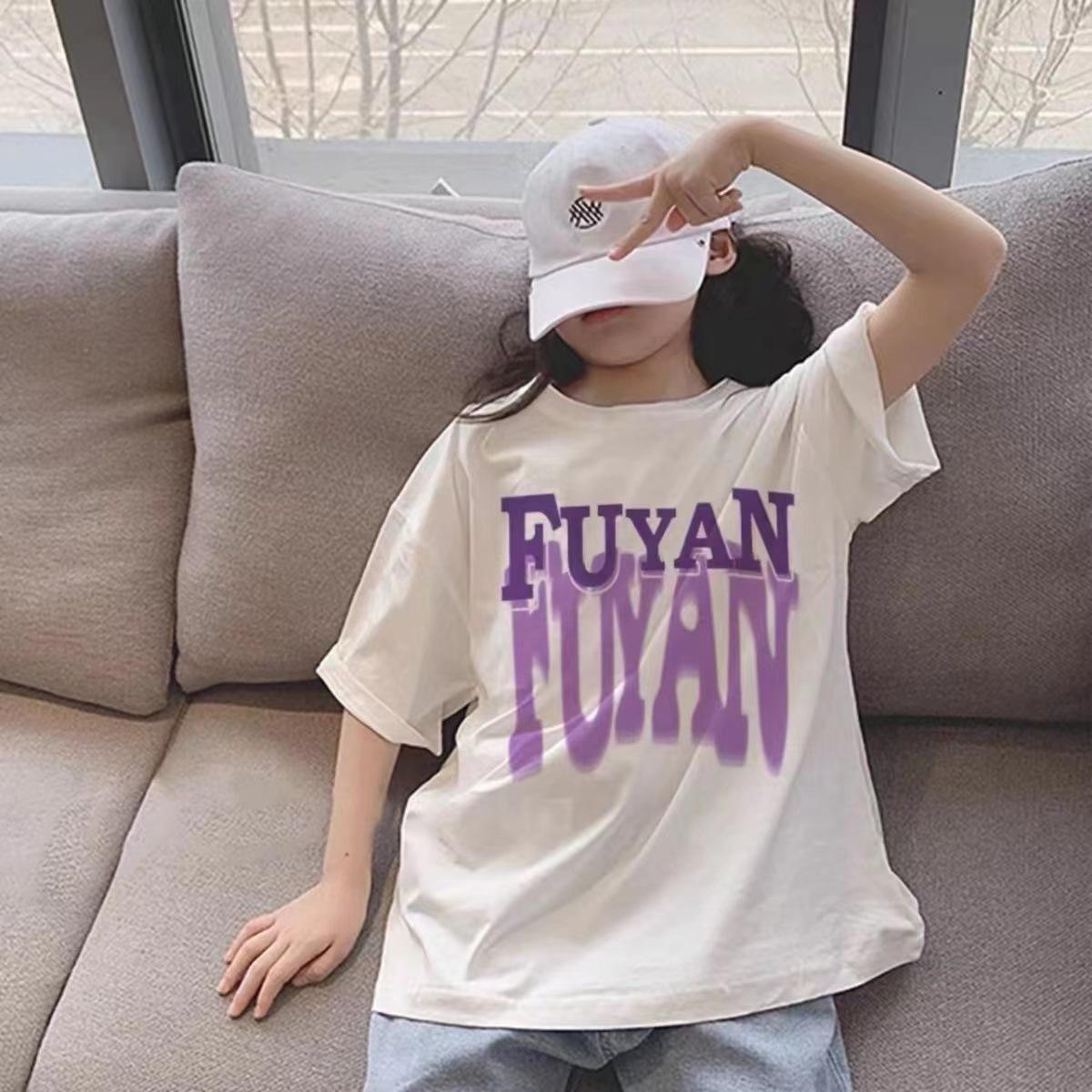 

Детская модная футболка в уличном стиле из свободного хлопка - Летняя новинка, модная футболка с коротким рукавом для мальчиков и девочек 110 cm белый