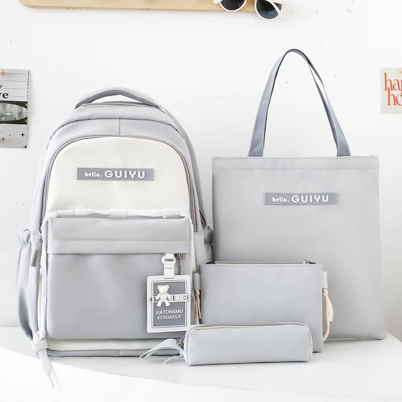 Schultaschen-Patchwork-Damenrucksack-Set für Schüler, Rucksack mit