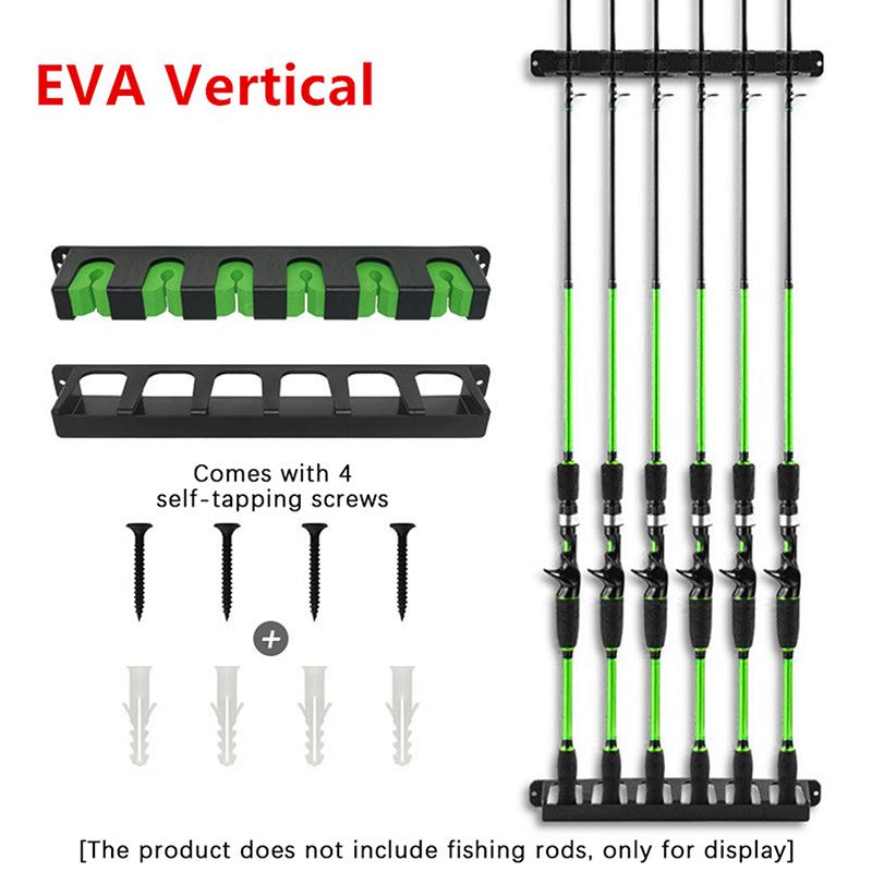 

Fishing Rod Holders 6-Rod Rack Vertical Pole Holder Wall Mount Modular For Garage Fishing Pole Display Stand Fixed Frame A