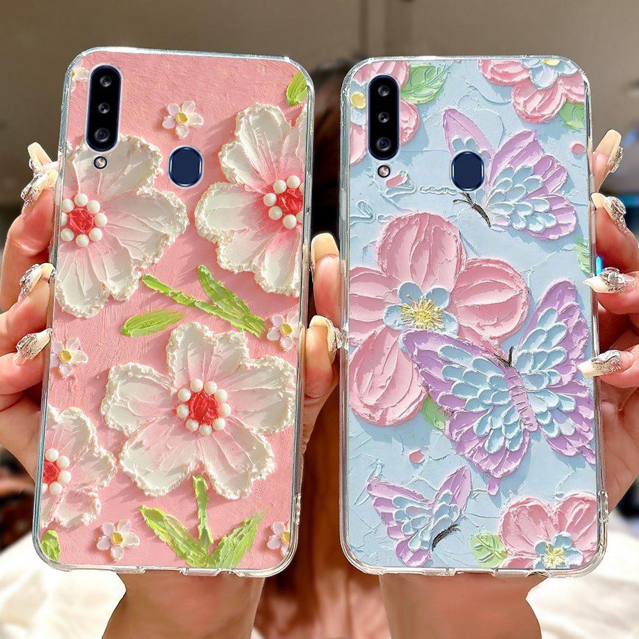 Case For Samsung Galaxy A20 A20e A20s Cover Fashion Flower Butterfly Soft Silicone Clear Bumper For Samsung A30 A 30 A 20 Covers