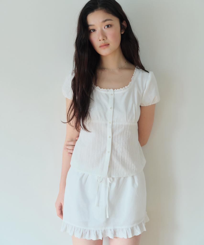 Hombadittingjeu Lace Puff Blouse (White)