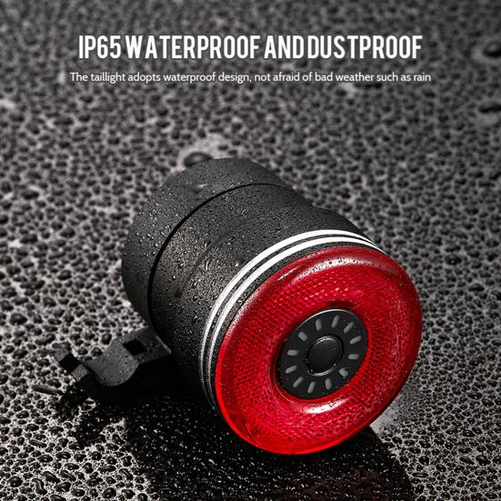 Bicycle Taillight Super Bright Waterproof Non-glaring Multiple Lighting Modes Rechargeable Aluminum Alloy Smart Automatic Brake Detection Bike Rear