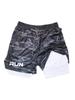 Men's 2-in-1 Running Shorts with RUN Print - Gym Workout Quick Dry Compression Sport Shorts for Fitness Jogging 00432