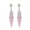 Fashion Gradual Change of Color Super Flash Full Diamond Long Fringed Earrings