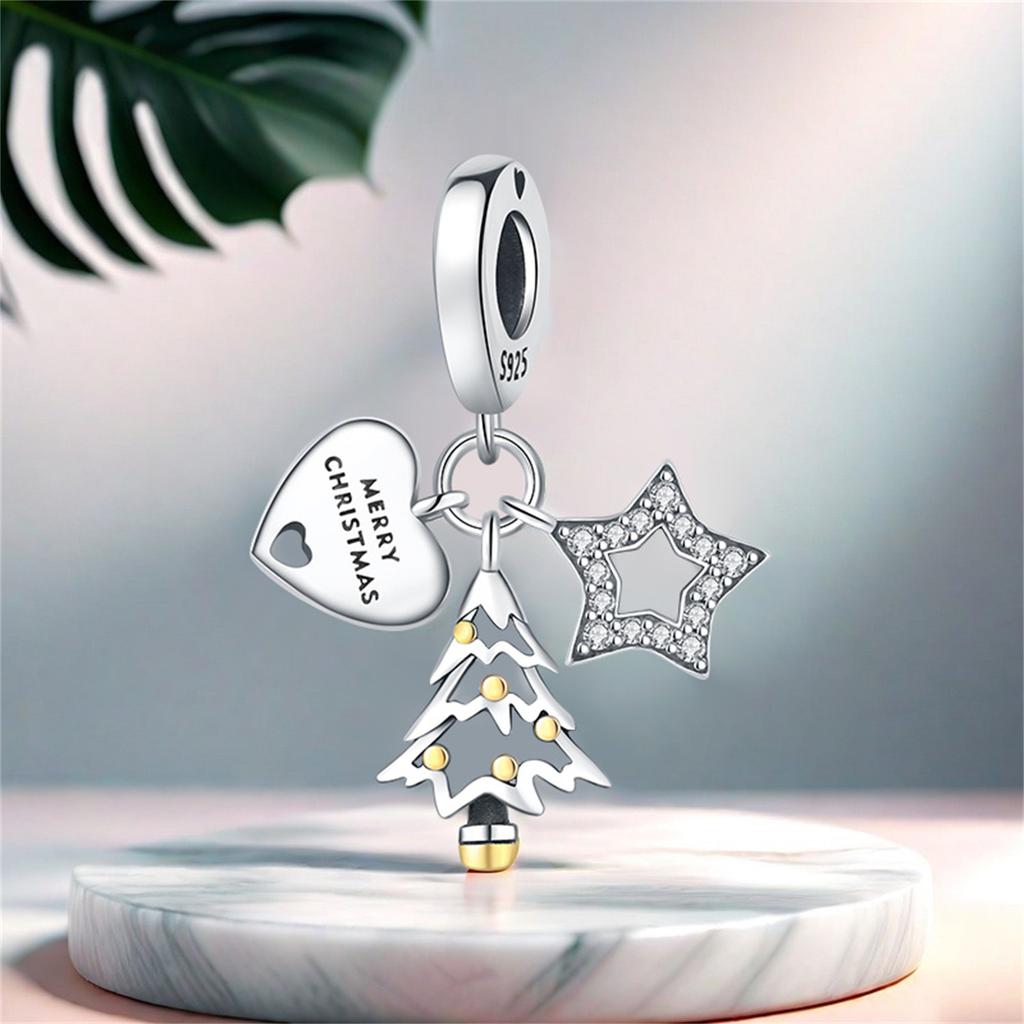 Měděný Vánoční Strom Festival Přívěsky Náramek Charms Vhodné pro Dámské Šperky Party Dekorace Korálky Diy Dárky Příslušenství