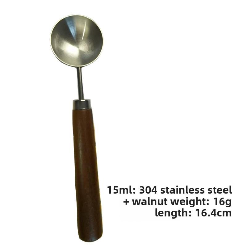 Stainless steel round head coffee measuring spoon kitchen baking tool wood handle coffee bean milk powder measuring spoon S