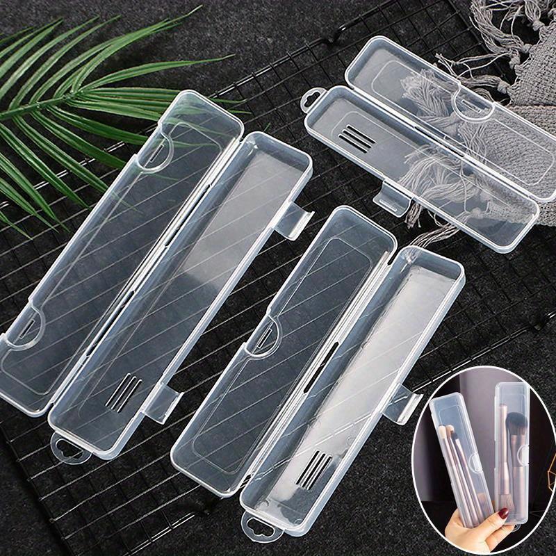 5Pcs Portable Makeup Brush Organizer Eyebrow Pencil Tableware Chopsticks Transparent with Cover Storage Box Kitchen Accessories