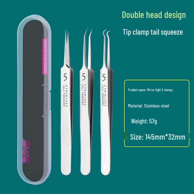 Precision Acne & Blackhead Removal Tweezers Set - Pimple Needle and Squeezing Tool
