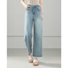 TERRE BLEUE Women's Summer High-Waist Wide-Leg Cropped Jeans