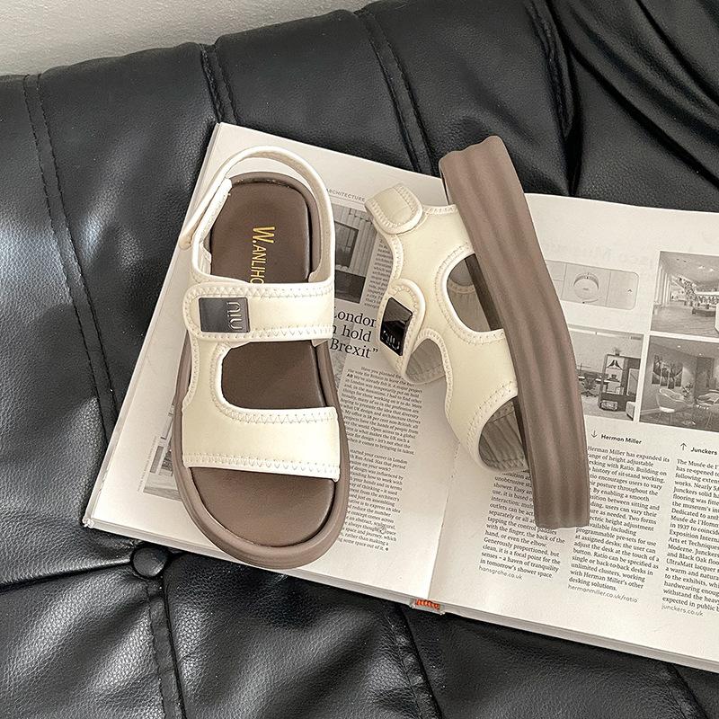 

Platform sandals women 2025 summer new fashion versatile step on shit fairy with skirt Velcro Roman sandals 40