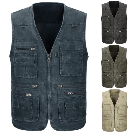 Men Multi Pockets Waistcoat Vest Outdoor Travel Fishing Photography Gilet Jacket