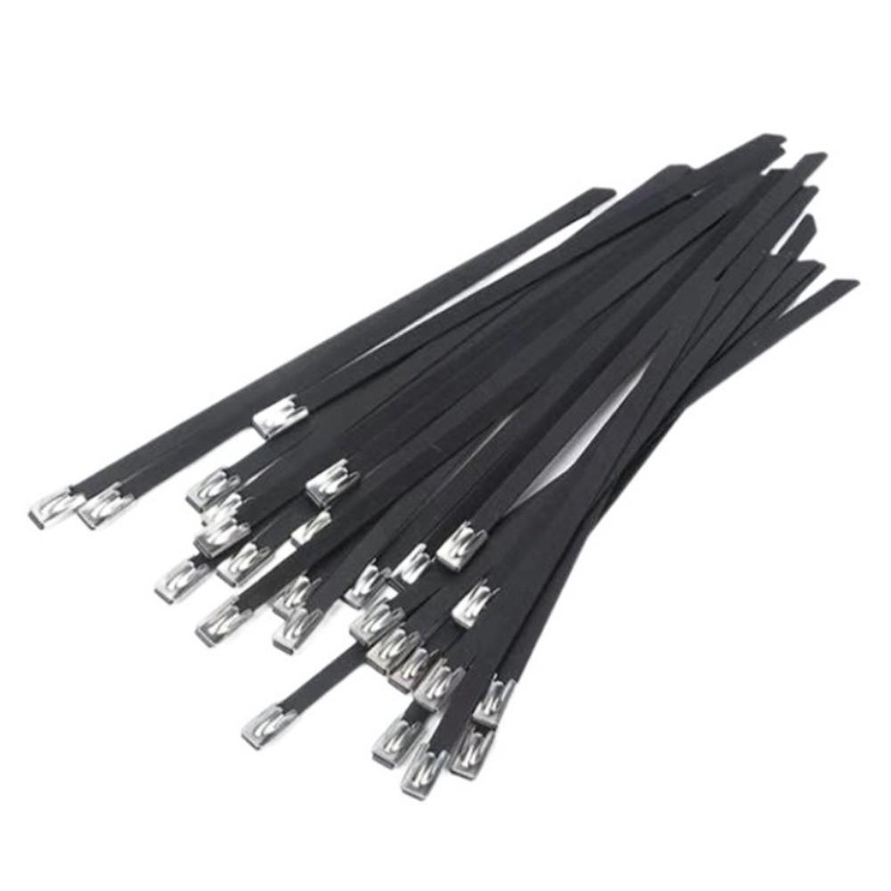 50PCS Multi-Purpose Metal Black Cable Ties Heavy Duty Zip Tie Fastener Wire Organizer Fastener