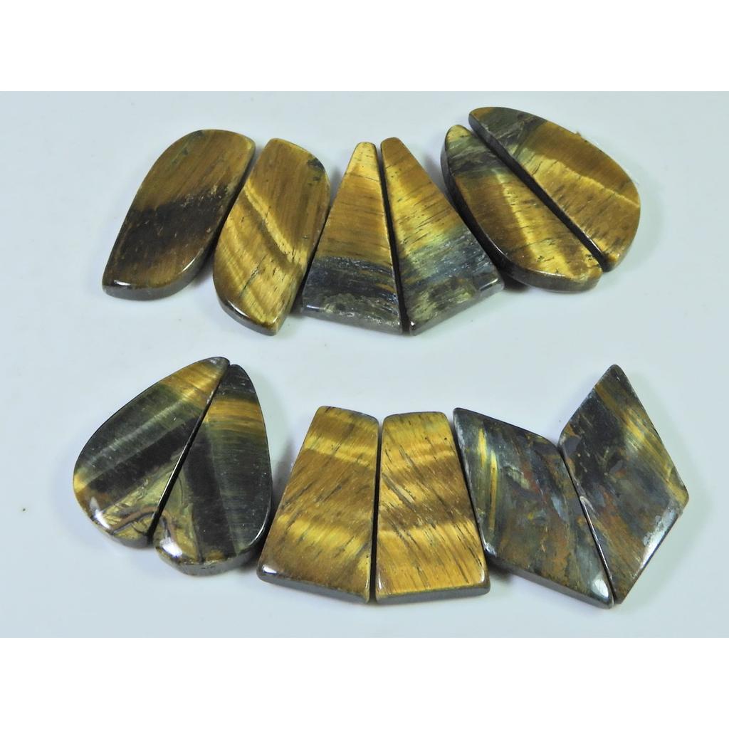24-26 MM Natural Tiger Eye Matched Pair Fancy Loose Gemstone 6 Pair Lot C-995