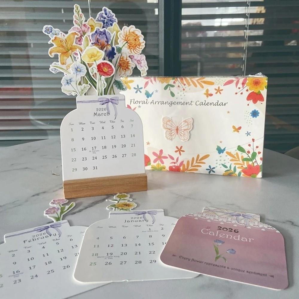 Vase Shaped Monthly Planner Detachable Base 2026 Desktop Calendar Standing Calendar for New Year