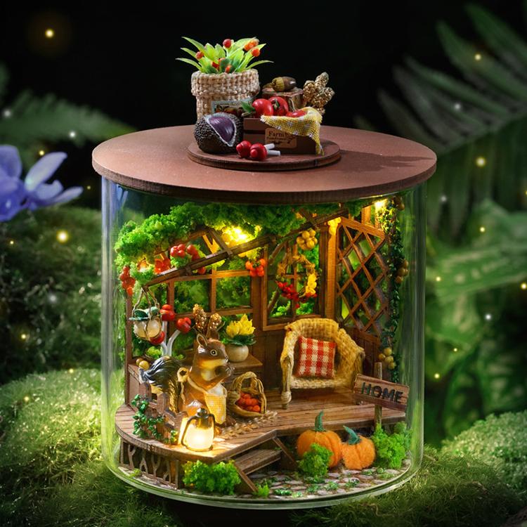 Dream Bottle Model Kit DIY Mini Doll House Handmade 3D Puzzle Assembly Toy Home Creative Room Bedroom Decoration with Furniture