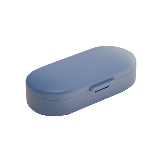 

Pill Box with Independent Compartments Pill Organizer Silicone Ring Moisture Proof Travel Case for Morning Noon Evening Small синий