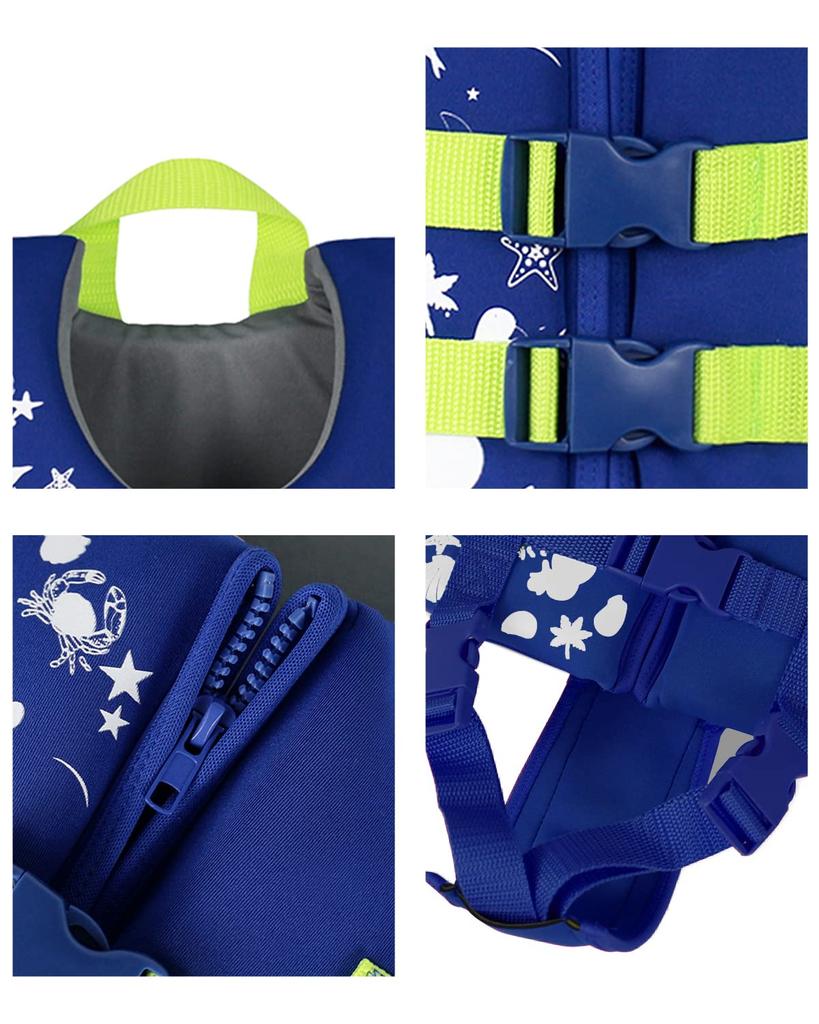 Gogokids Kids' Life Jacket with Crotch Strap, Floating Vest, Buoyancy Support, Swim Vest, CE Certified, for Swimming Practice, Fishing, River Play, Wa