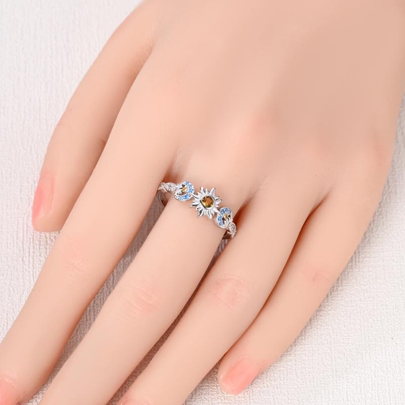 925 Sterling Silver Rings Sun Moon Stars Sparking Popular Wedding Ring Certified Women Engagement Jewelry Anniversary Gifts