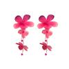 Steel needle glass chiffon flower fringed earrings, fresh and sweet temperament earrings, new earrings, niche and high-end sense